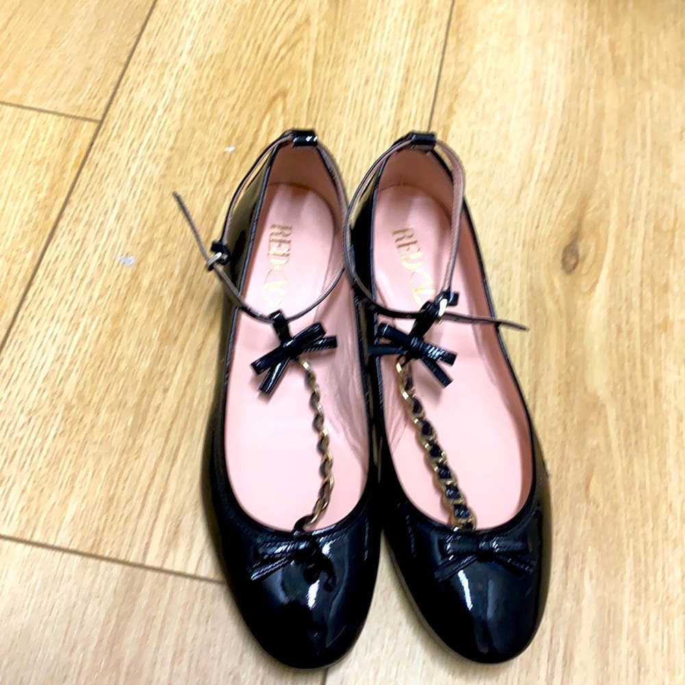 RED Valentino Black Patent Leather Flats